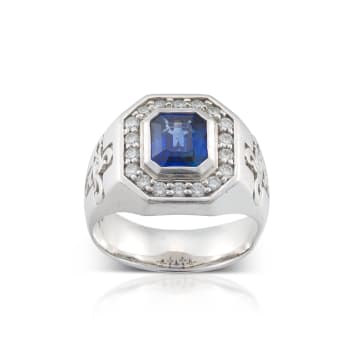 Platinum sapphire signet ring