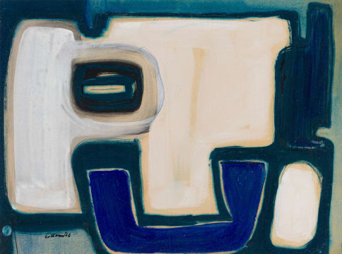 Trevor Coleman; Abstract with Blue and Cream