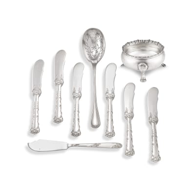 A set of six sterling silver butter knives, late 19th/early 20th century