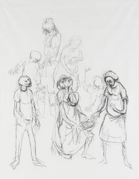 Zwelidumile Geelboi Mgxaji Mslaba 'Dumile' Feni; Figures with Basket