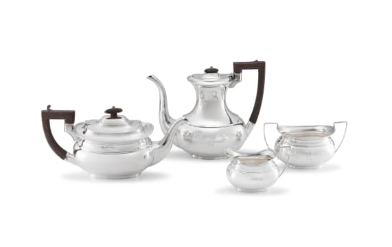A George V silver four-piece tea service, Synyer & Beddoes, Chester, 1912