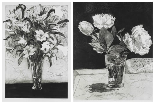 William Kentridge; Roses in a Big Glass; Lilies, two