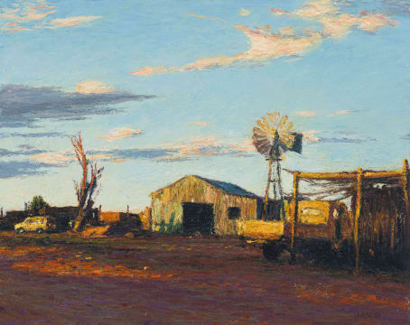 Walter Meyer; Kalahari Farm With Windmill