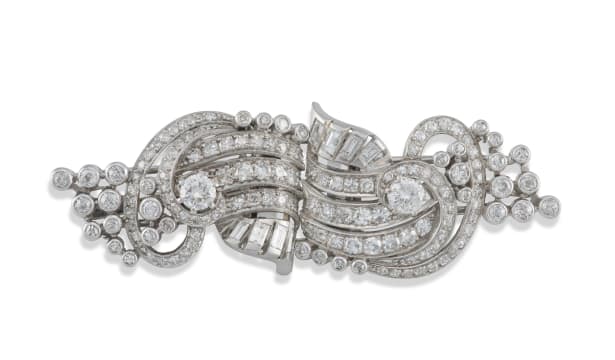Platinum and diamond brooch