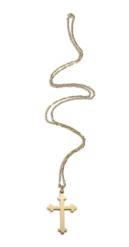 14k yellow gold cross pendant and chain