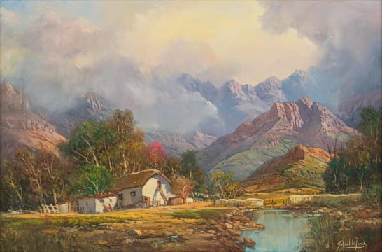 Gabriel de Jongh; Cottage in a Moutain Landscape