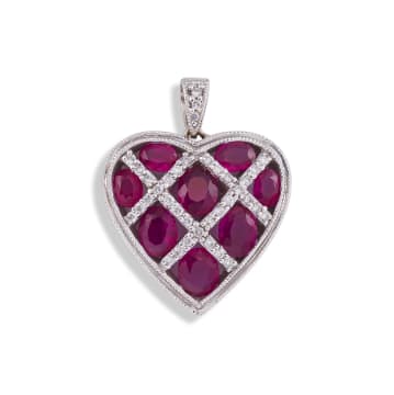 18k white gold ruby and diamond pendant