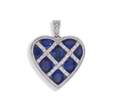 18k white gold sapphire and diamond pendant