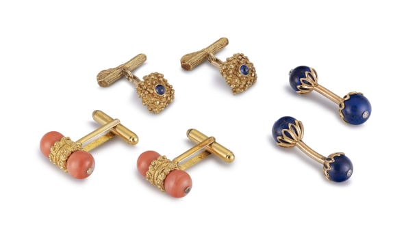 18k yellow gold three cufflink pairs