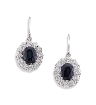 14k white gold sapphire cluster earrings