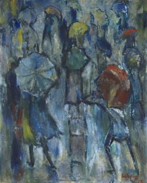 Jack Lugg; Figures Walking in the Rain