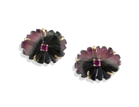 18k yellow gold tourmaline earrings, Taz Watson