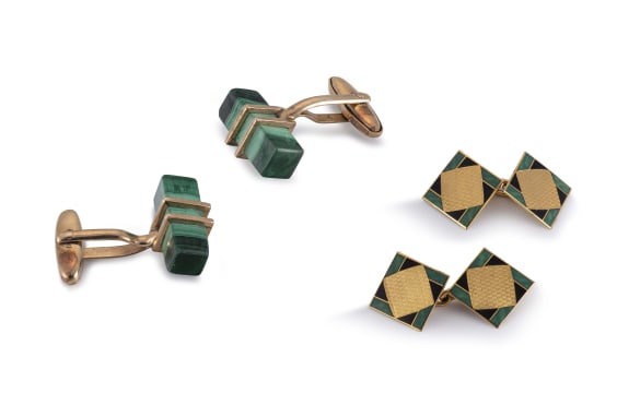 9k yellow gold two cufflink pairs