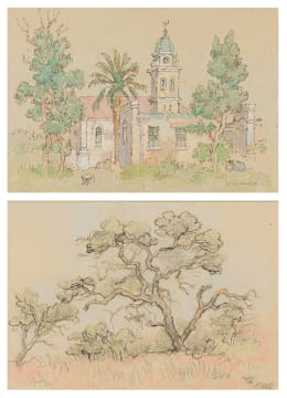 Gregoire Boonzaier; Trees; Building, recto-verso