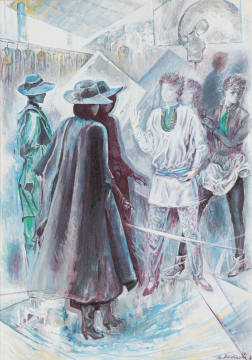 Armando Baldinelli; Figures in Blue and Grey