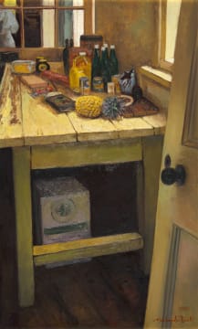 Mari Vermeulen-Breedt; Kitchen Table with Bottles and Pineapple