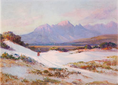 Hugo Naudé; A Figure Walking in Sand Dunes