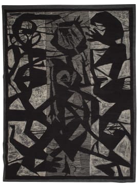 Cecil Skotnes; Three Figures-Black and White, tapestry, 2019