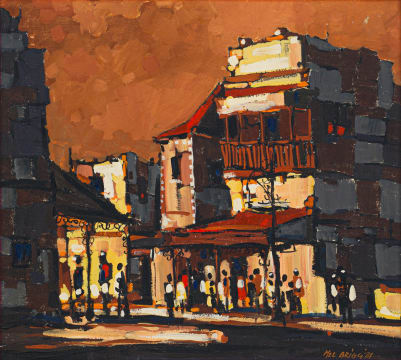 Mel Brigg; Street Scene with Figures