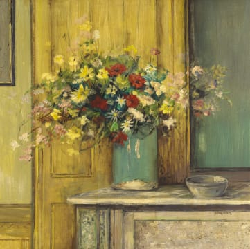 Jan Dingemans; Still Life with Flowers in a Vase