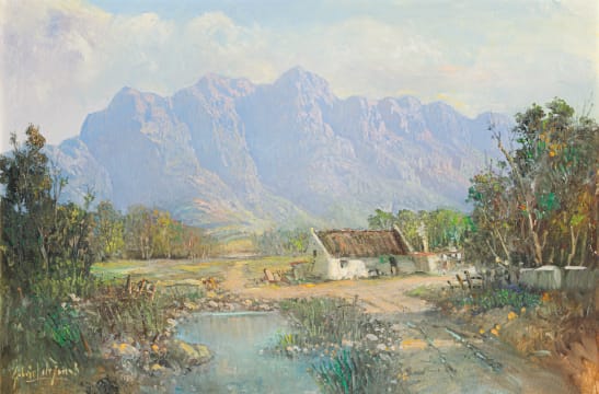 Gabriel de Jongh; Landscape with House and Pond