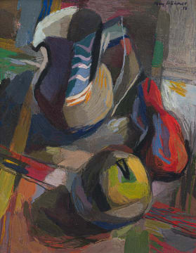 May Hillhouse; Still Life with Jug and Fruit