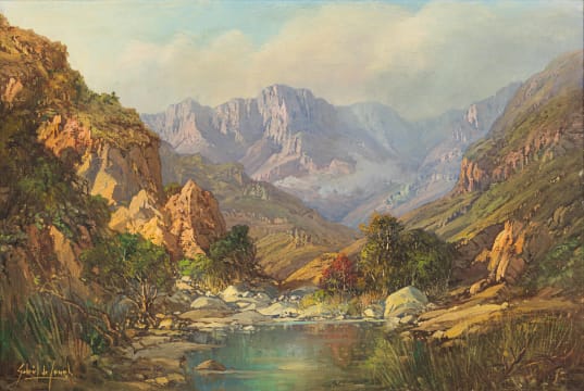 Gabriel de Jongh; Riverbed in Mountain Landscape