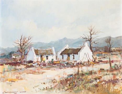 Christiaan Nice; Houses and Bare Trees in a Landscape