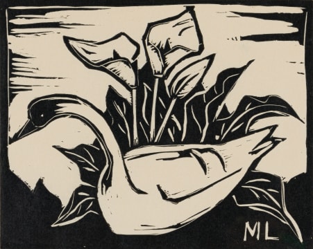 Maggie Laubser; Swan and Arum Lilies