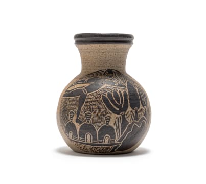 Lindunusa Mabaso; Vase with Figure and Huts