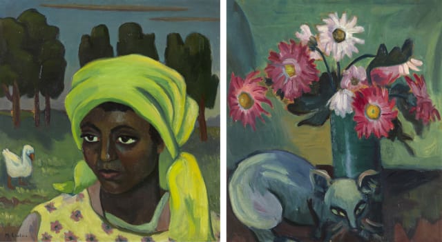 Maggie Laubser; Malay Girl, recto; Still Life with Cat, verso
