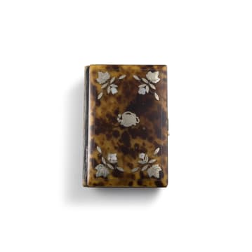A silver-inlaid tortoiseshell card case, late 19th century
