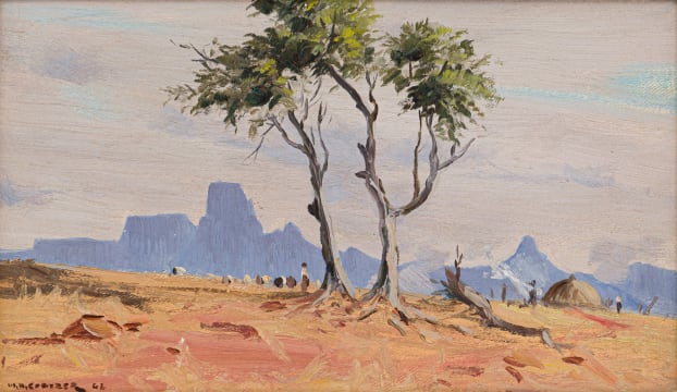 Willem Hermanus Coetzer; Landscape with Tree and Distant Mountains