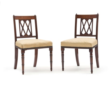 A pair of Sheraton style mahogany side chairs,19th century