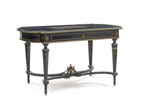 A Napoleon III 'boulle' ebonized centre table, mid 19th century