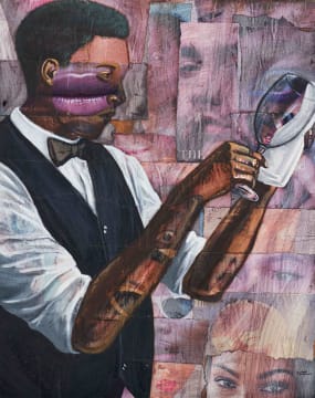 Lutanda Zemba Luzamba; Waiter Cleaning Wine Glass