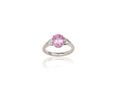 18k white gold pink sapphire and diamond ring