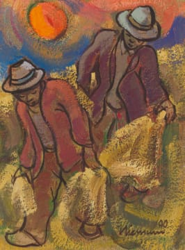 Hennie Niemann Snr; Harvesters and Orange Sun