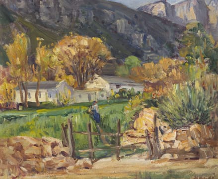 Hugo Naudé; Figure by a Farmhouse