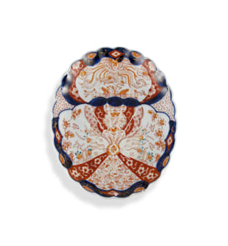 A Japanese Imari petal-rimmed oval dish, Meiji Period (1868-1912)