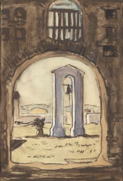 François Krige; Slave Bell Tower, Montagu (recto); View with a Lake in the Distance (verso)