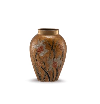 An enamelled and metal tulip vase, 20th century
