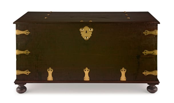 Batavian teak and brass-mounted chest, 18th century