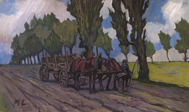 Maggie Laubser; Horsecart with Trees