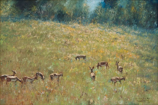 Errol Boyley; Herd of Impala in a Landscape