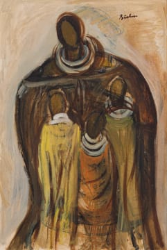 Carl Büchner; Ndebele Figure with Children