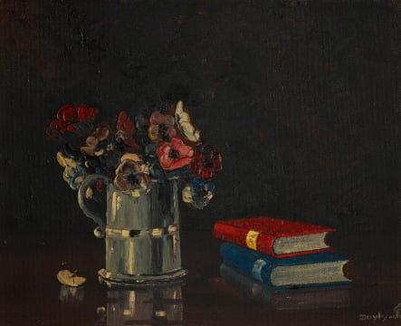 Cecil Rochfort D'Oyly-John; Still Life with Vase of Flowers and Books