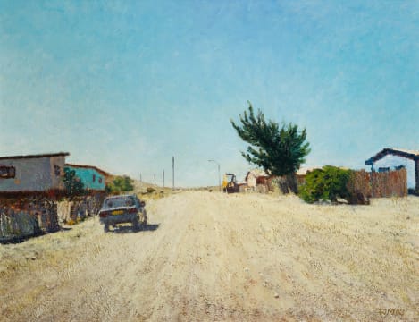 Walter Meyer; Street Scene, Lüderitz (Car on dust Road)