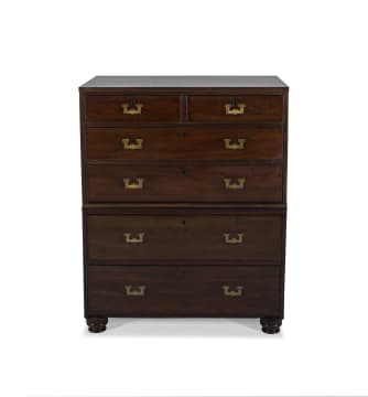 An Anglo-Indian padouk military chest, 19th century