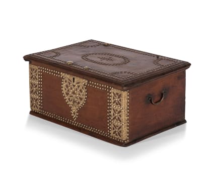 A Zanzibar brass-mounted teak chest, 19th century